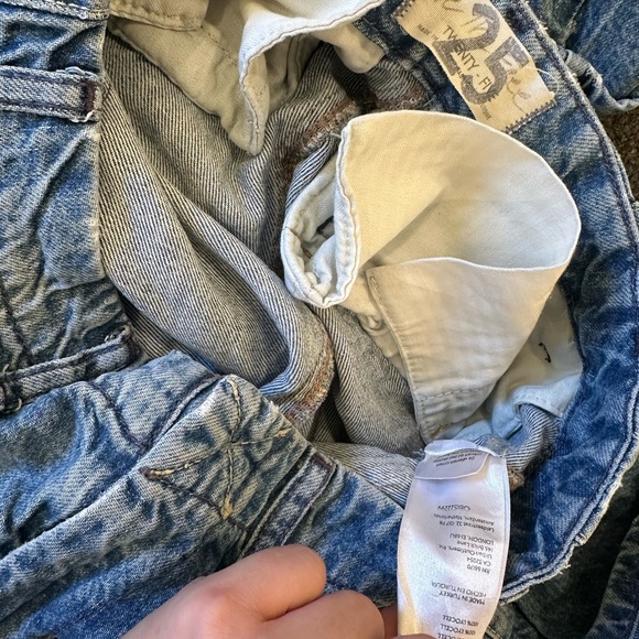 Free People Big Pocket Zipper Fly Rory Relaxed Slim Straight Roll Hem Size 25 - Picture 10 of 10